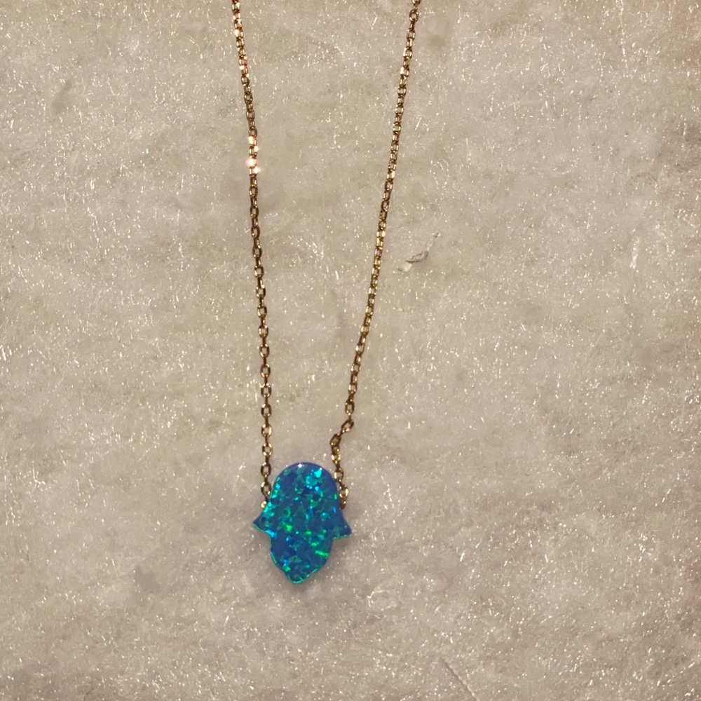 Synthetic Opal Hamsa Necklace
